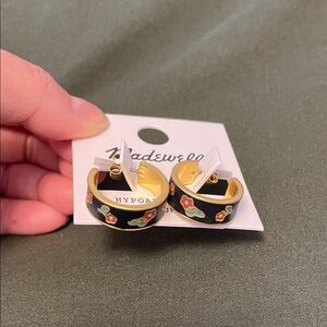 Madewell Black and Gold Floral Earrings